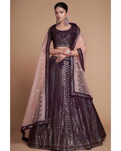 Adorable Maroon Georgette Lehenga Choli