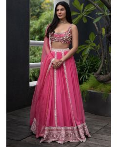 Amyra Dastur Pink Ethnic Lehenga Choli with Intricate Embroidery