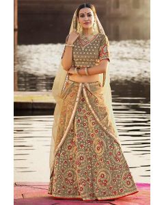 Art Silk Grey Lehenga Choli with Zari and Stone Work 