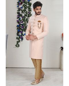 Baby Pink Imported Fabric Indo Western with Aligarhi Pant