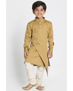 Beige Cotton Silk Blend Kurta and Cream Pajama For Diwali
