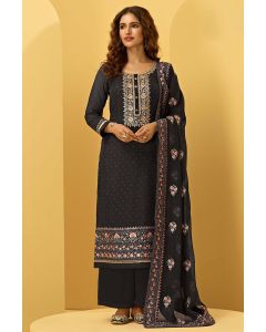 Black Heavy Designer Partywear Alizeh Georgette Palazzo Suit
