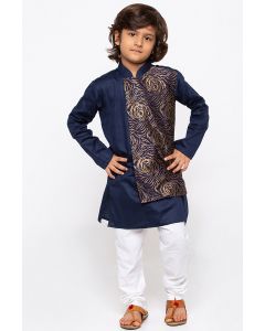 Blue Cotton Kurta and White Pajama For Diwali