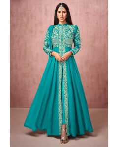 Blue Real Georgette Partywear Stylish Anarkali Suit