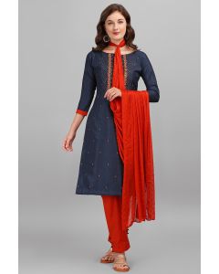 Blue Silk Diwali Wear Embroidered Salwar Kameez