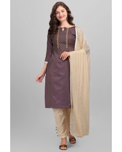 Brown Silk Embroidered Salwar Kameez For Diwali