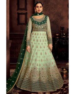 Butterfly Net Embroidered Green Anarkali Suit