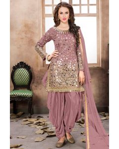 Buy Pastel Pink Color Taffeta Silk Punjabi Patiala Suit