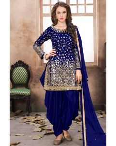 Buy Royal Blue Color Taffeta Silk Punjabi Patiala Suit