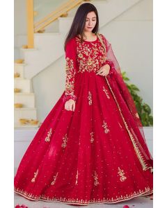 Buy This Heavy Designer Anarkali Suit in Red Color