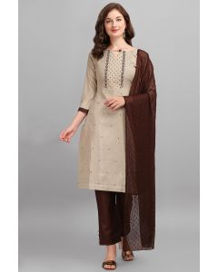 Cream Silk Festival Wear Emboidered Salwar Kameez