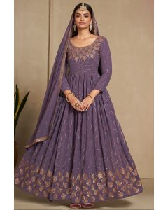 Designer Georgette Gown in Purple Color