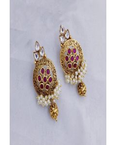 Ethnic Earing Set With Stone Work