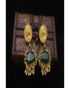 Ethnic Earing Set With Stone Work