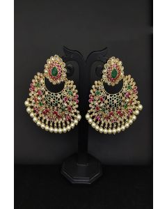 Ethnic Earing Set With Stone Work