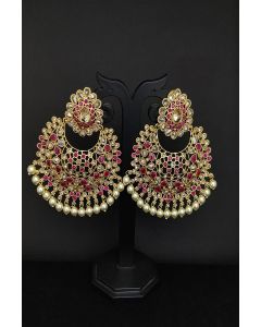 Ethnic Earing Set With Stone Work