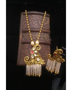 Ethnic Pendant Set With Stone Work