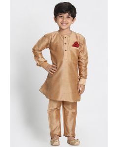 Gold Cotton Silk Blend Kurta Pajama For Diwali