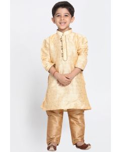 Gold Cotton Silk Blend Kurta Pajama For Diwali
