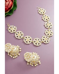 Gold-Plated Pearl Ethnic Maangtikka with Earrings - Appelle Fashion