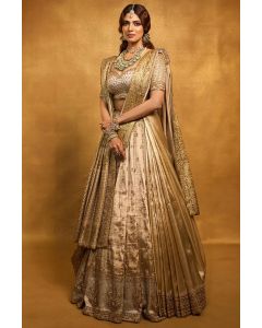 Golden Royal Bridal Lehenga Choli with Intricate Hand Embroidery