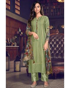 Green Chanderi Silk Palazzo Suit For Mehndi