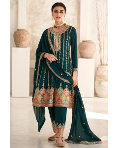 Green Color Premium Silk Sequins Salwar Kameez