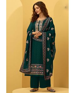 Green Heavy Designer Alizeh Georgette Palazzo Suit For Mehndi
