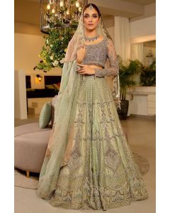 Buy Green Heavy Net Wedding Lehenga Choli with Intricate Embroidery in UK Weddings