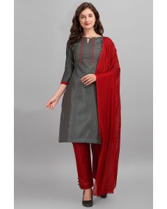 Grey Silk Partywear Embroidered Salwar Kameez