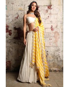 Kiara's White Stylish Partywear Lehenga Choli