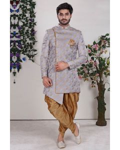 Lavender Color Imported Fabric Sherwani with Dupion Dhoti
