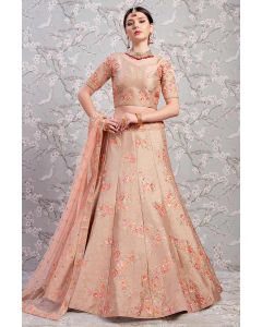 Light Brown Banglori Silk Party Wear Lehenga Choli with Net Dupatta