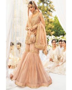 Light Brown Designer Bridal Wear Sharara Suit