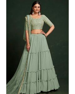 Light Green Italian Silk Designer Lehenga Choli