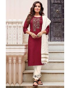 Maroon Designer Festive Wear Heavy Cotton Salwar Suit