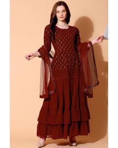 Maroon Georgette Salwar Kameez with Net Dupatta