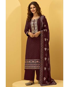 Maroon Heavy Designer Bridal Alizeh Georgette Palazzo Suit