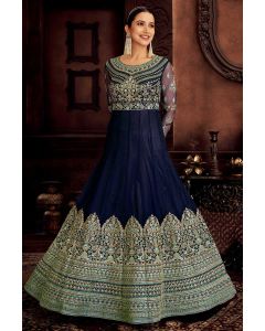 Navy Blue Butterfly Net Eid Wear Anarkali Suit