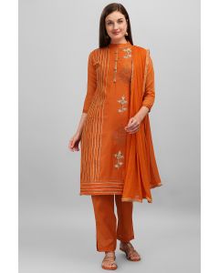 Orange Chanderi Festival Wear Embroidered Salwar Kameez
