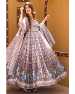 Pastel Pink Chanderi Festival Wear Gown