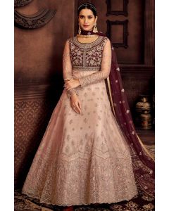Peach Butterfly Net Anarkali Suit For Eid