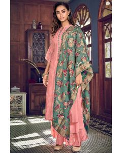 Peach Chanderi Silk Partywear Salwar Suit
