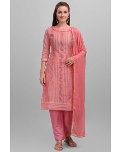 Pink Chanderi Partywear Embroidered Salwar Kameez