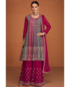 Pink Color Georgette Floral Sharara Suit
