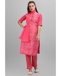 Pink Cotton Slub Partywear Embroidered Salwar Kameez