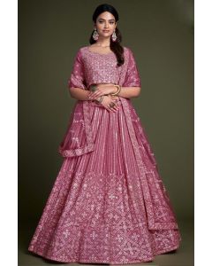 Pink Georgette Heavy Designer Lehenga Choli