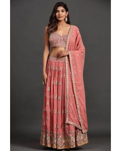 Pink Georgette Lehenga Choli For Navratri