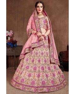 Pink Taffeta Silk Floral Designer Lehenga Choli with Soft Net Dupatta
