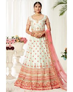 Pistachio Heavy Net with Silk Satin Party Wear Lehenga Choli with Dupatta